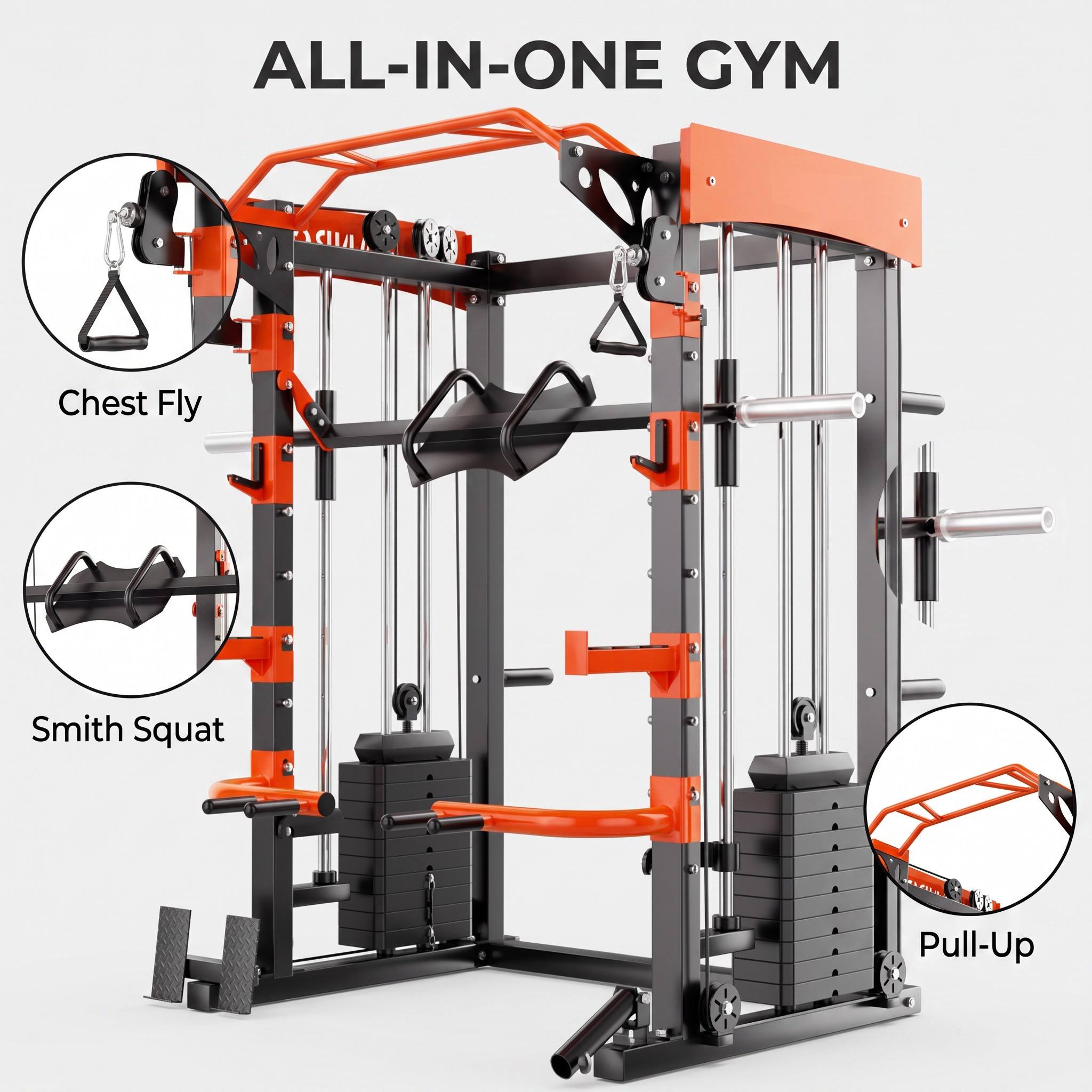 6-in-1 Smith Machine with Cabl - Home Gym With Smith Machine ulasan dan harga