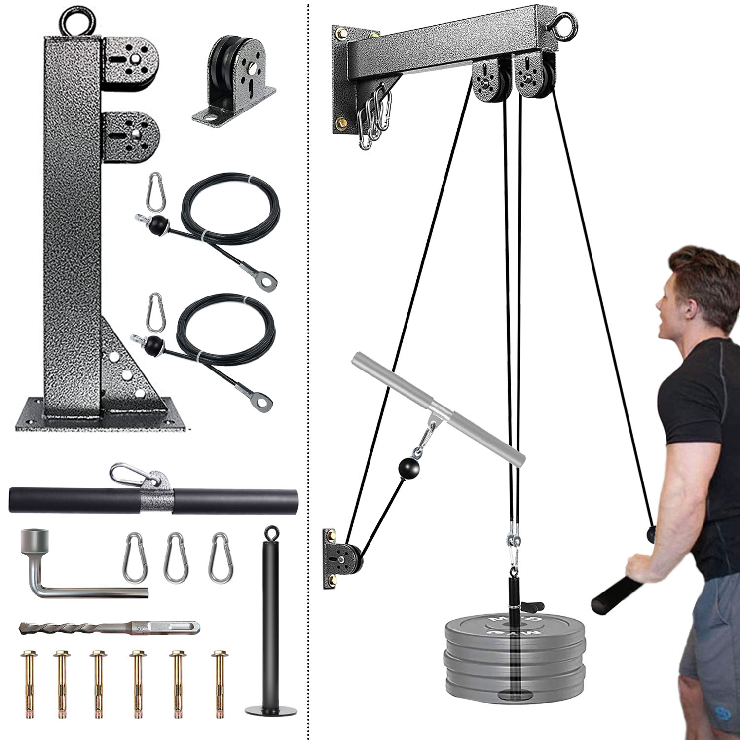 Fitness Wall Mounted Pulley Sy - Pulley Home Gym ulasan dan harga