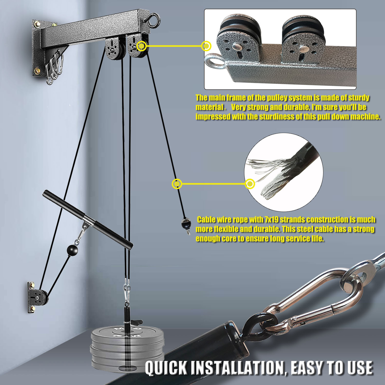 Fitness Wall Mounted Pulley Sy - Pulley Home Gym ulasan dan harga