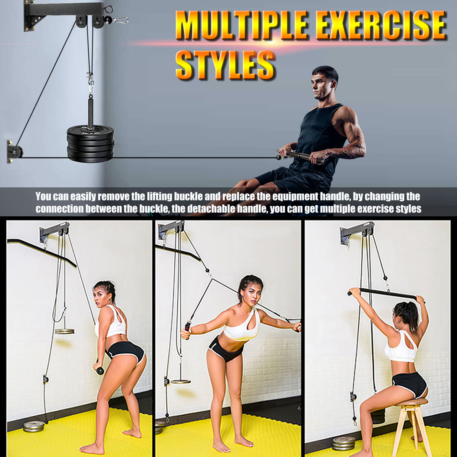 Fitness Wall Mounted Pulley Sy - Pulley Home Gym ulasan dan harga