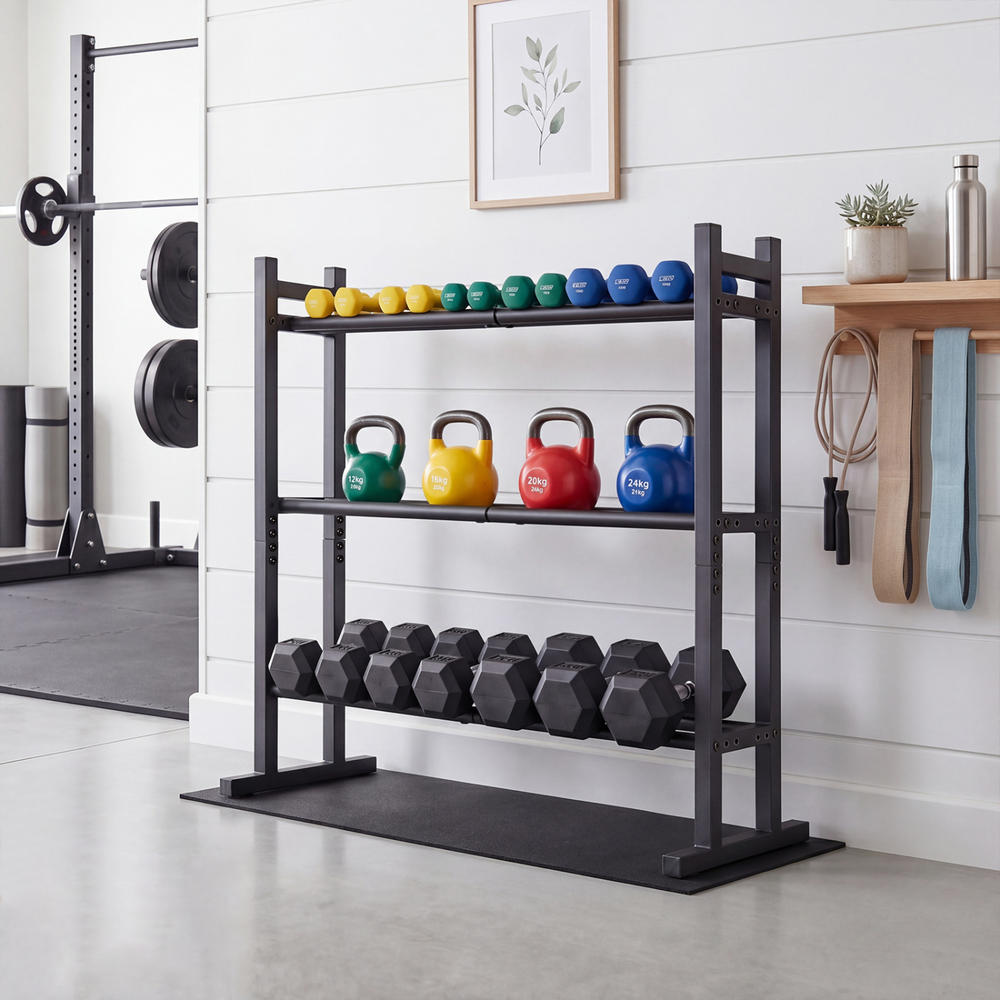 Heavy Duty 3-Tier Dumbbell Rac - Home Gym Gym Equipment ulasan dan harga